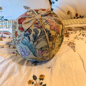 Old World Weavers gold lane thread brocade ball pillow.